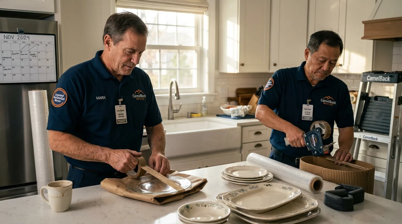 Professional crew packing kitchen dishware in Anza, CA